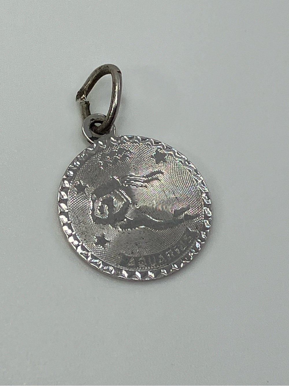 Vtg 925 Aquarius Zodiac Horoscope Sterling Silver Charm / Mini Pendant